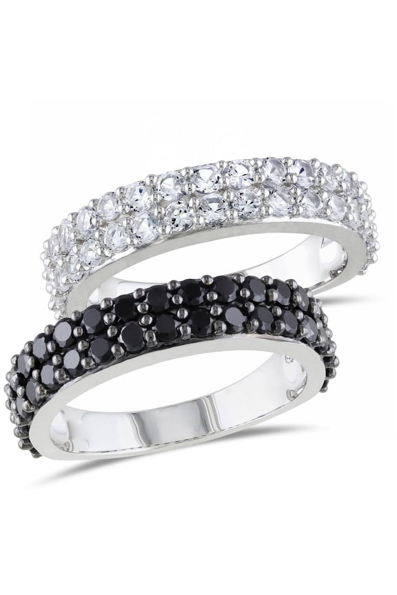 Women's Sapphire and Created Spinel Sterling Silver Ring