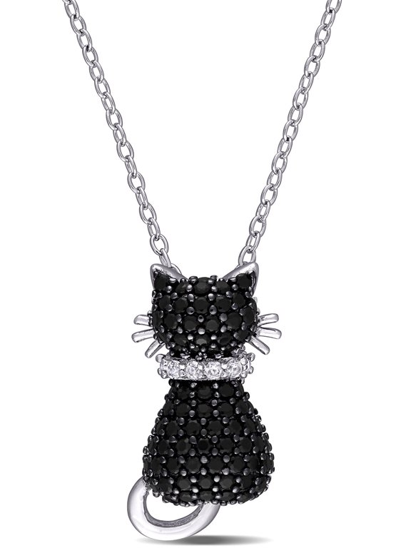 Women's Created Spinel and Created Sapphire Sterling Silver Necklace