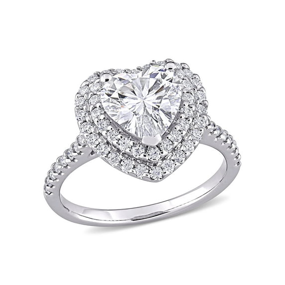 Everly Women's Created Moissanite 10K White Gold Engagement Ring