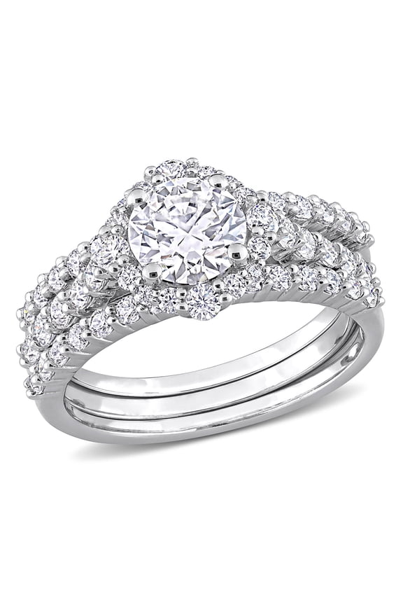 Women's Created Moissanite Sterling Silver Bridal Set