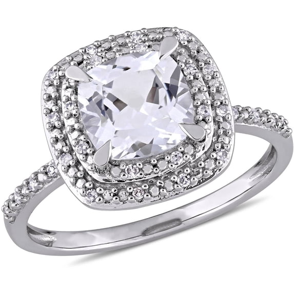 Everly Women's Created Sapphire and Diamond 10K White Gold Engagement Ring