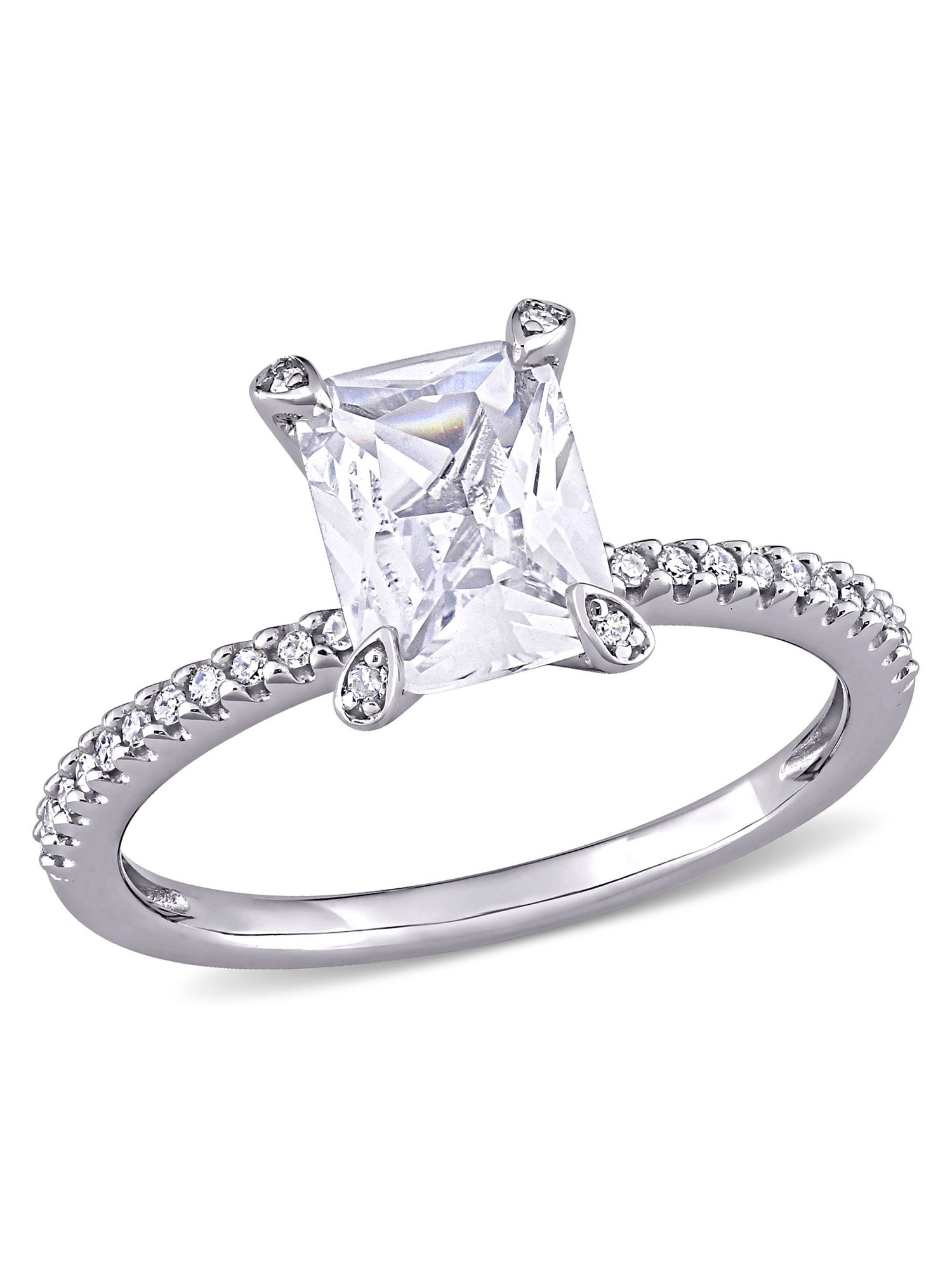 Everly Women's Created Sapphire and Diamond 10K White Gold Engagement Ring