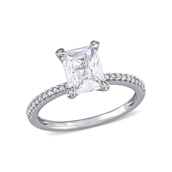 Everly Women's Created Sapphire and Diamond 10K White Gold Engagement Ring