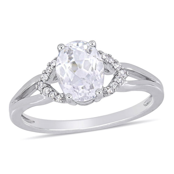 Everly Women's Created Sapphire and Diamond 10K White Gold Engagement Ring