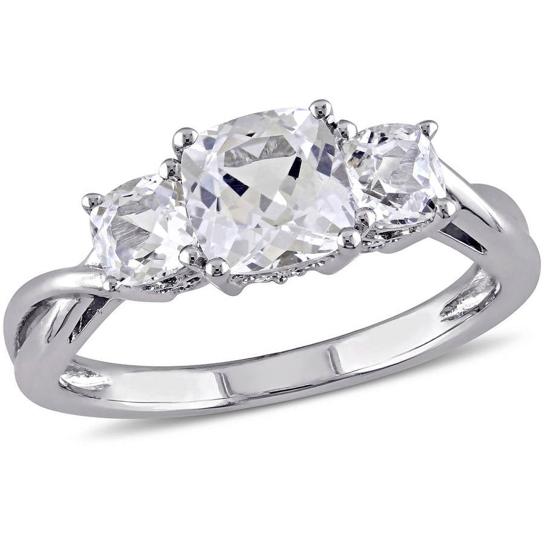 Everly Women's Created Sapphire and Diamond 10K White Gold Engagement