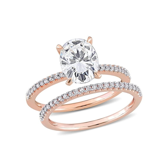 Everly Women's Moissanite Created Diamond 14k Rose Gold Bridal Set