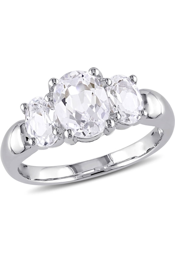 Women's Created Sapphire Sterling Silver Engagement Ring