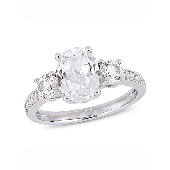 Everly Women's Created Sapphire and Diamond 10K White Gold Engagement Ring