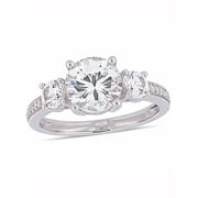 EVERLY Women's Created Sapphire and Diamond 10K White Gold Engagement Ring