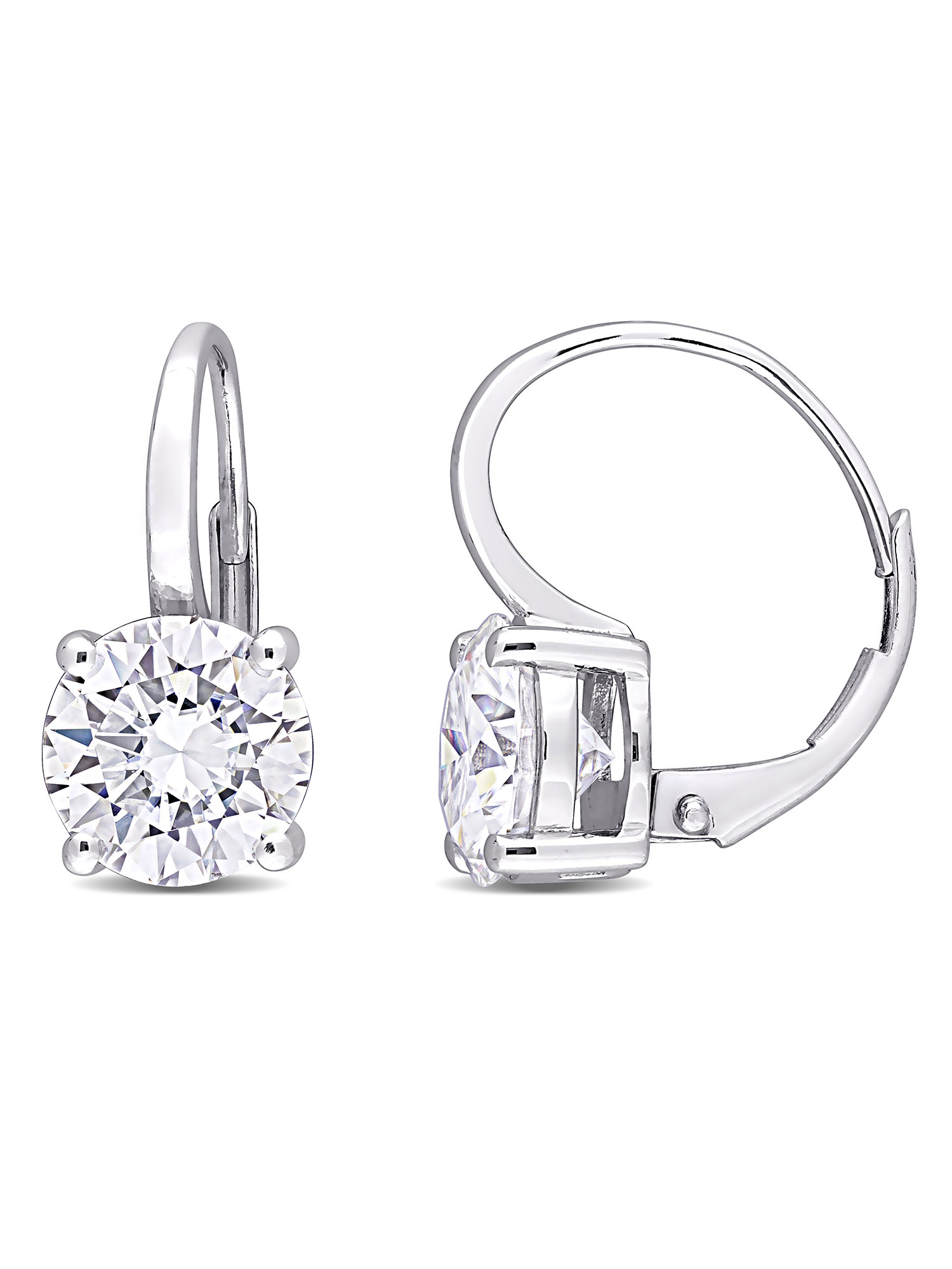 Everly 4 Carat T.G.W. Dew Created Moissanite 14kt White Gold Circular Leverback Earrings - image 1 of 4