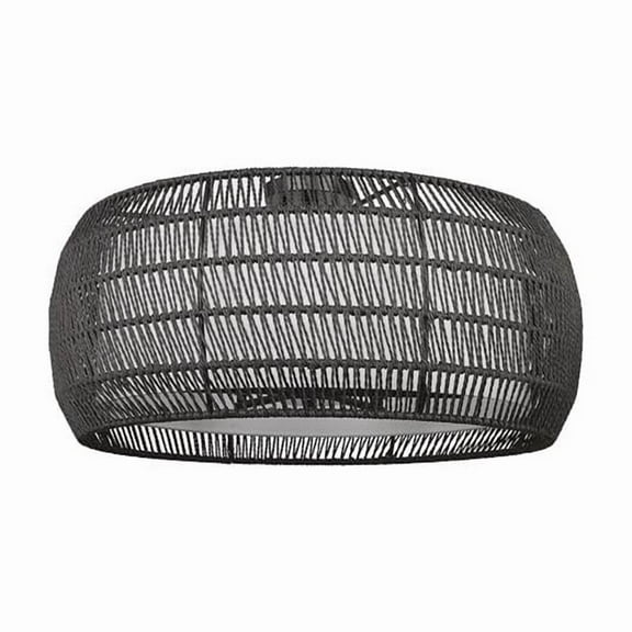Golden Lighting Everly 6-light Semi-Flush Mount in Matte Black and Modern Black Rattan shade