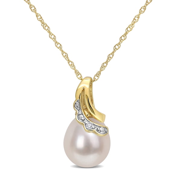 Everly Women's Cultured Pearl and Diamond 10k Yellow Gold Necklace