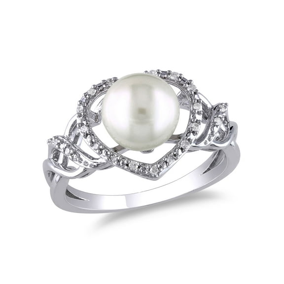Everly Women's Cultured Pearl and Diamond Sterling Silver Ring
