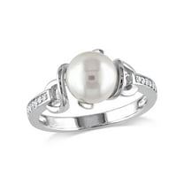 Everly Women's Cultured Pearl and Diamond Sterling Silver Ring
