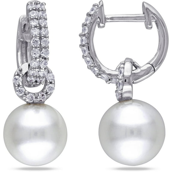 Everly Women's Cultured Pearl and Cubic Zirconia Sterling Silver Earrings