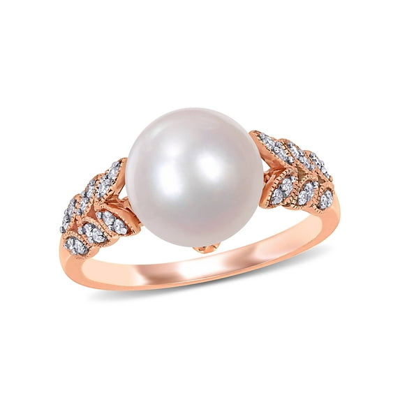 Everly Women's Cultured Pearl and Diamond 10k Rose Gold Ring