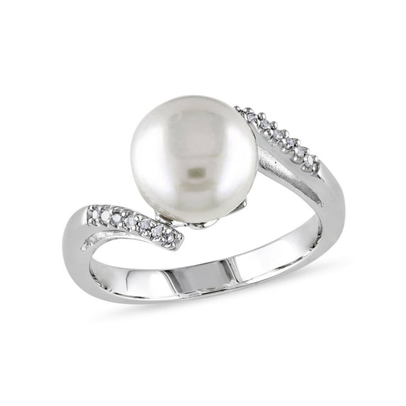 Everly Women's Cultured Pearl and Diamond Sterling Silver Ring