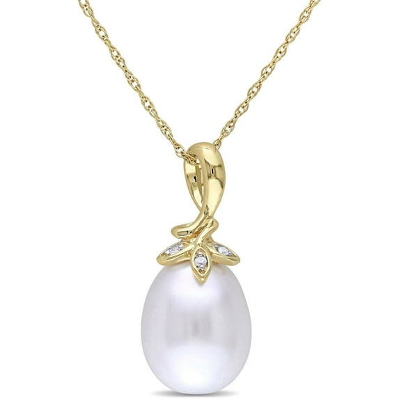 Everly Women's Cultured Pearl and Diamond 10k Yellow Gold Necklace