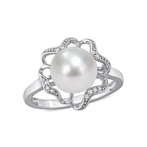 Everly Women's Cultured Pearl and Diamond Sterling Silver Ring