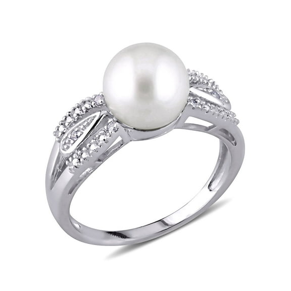 Everly Women's Cultured Pearl and Diamond Sterling Silver Ring