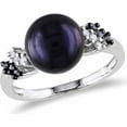 thumbnail image 1 of Everly Women's Cultured Pearl and Diamond Sterling Silver Ring, 1 of 4