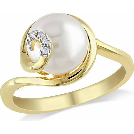 Everly Women's Cultured Pearl and Diamond Sterling Silver Ring