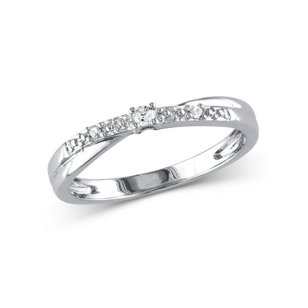 Diamond-Accent 10kt White Gold Cross-Over Promise Ring