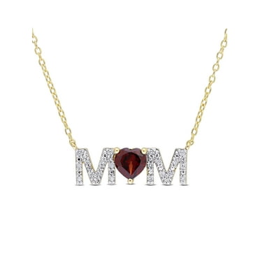 Everly Women's .8CT TGW Garnet and Diamond Sterling Silver Heart Necklace