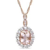 Everly Everly Women's 1-3/4 Carat T.G.W. Morganite, White Topaz and Diamond Accent 14kt Rose Gold Halo Pendant with Chain