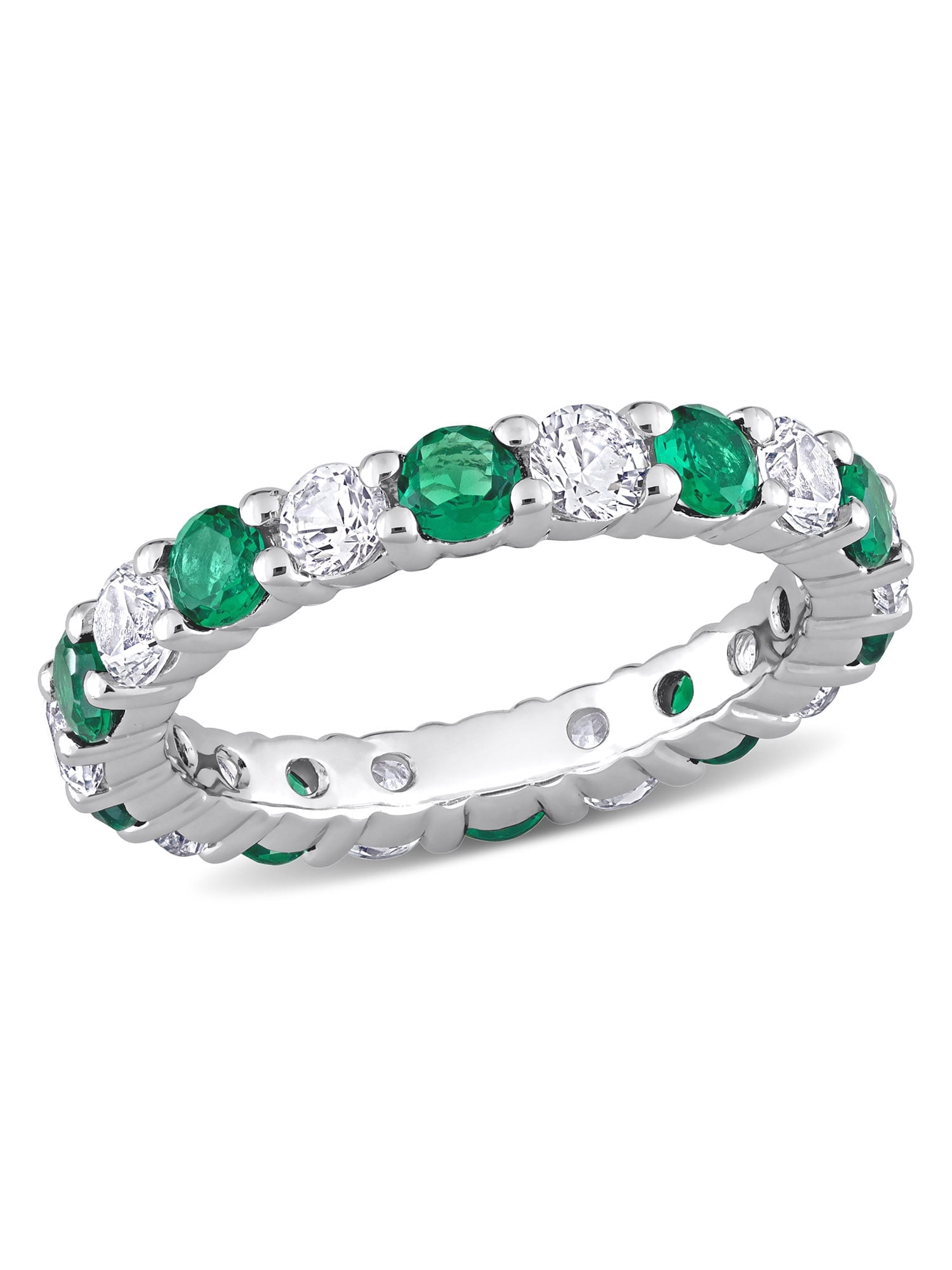 Everly Women's Emerald and Created Sapphire Sterling Silver Ring
