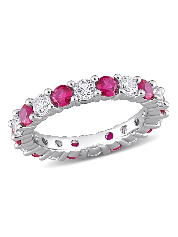 Women's Ruby and Created Sapphire Sterling Silver Ring