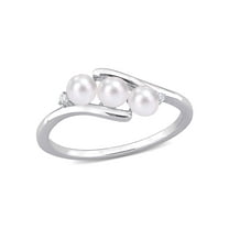 Everly Women's Cultured Pearl and Diamond Sterling Silver Ring
