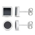 thumbnail image 1 of Everly Men's 1 5/8ct TGW Hematite Sterling Silver Square and Round Stud Earrings Set, 1 of 1