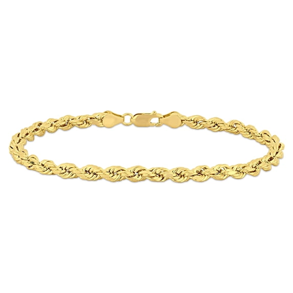 Everly Women's 5mm Fancy-Cut 14k Yellow Gold Men's Rope Chain Bracelet