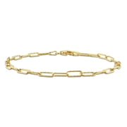 Everly Women's 3mm Fancy-Cut Yellow Gold Flash Plated Sterling Silver Paperclip Link Bracelet