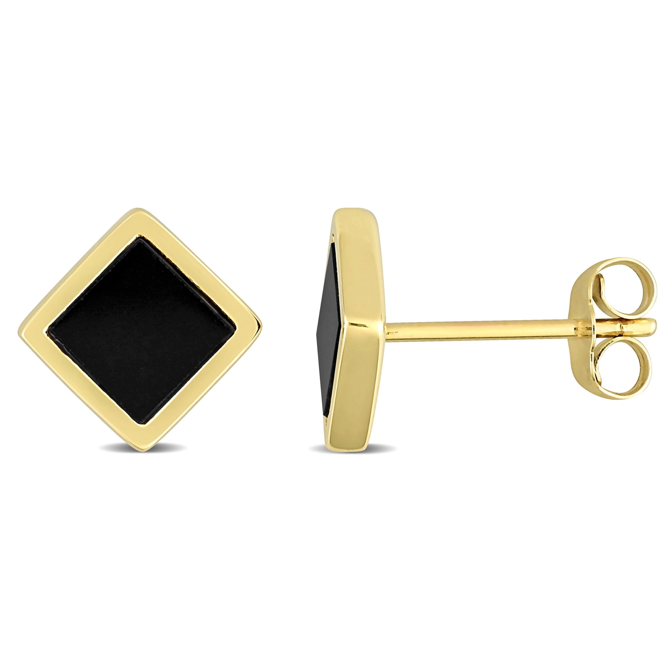 Everly Men's Onyx 14k Yellow Gold Earrings