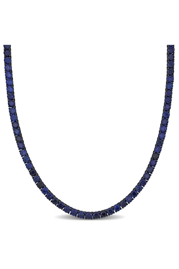 Men's Created Sapphire Sterling Silver Tennis Necklace
