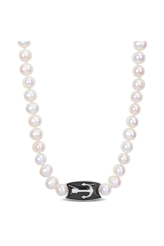 Men's Cultured Pearl Sterling Silver Necklace