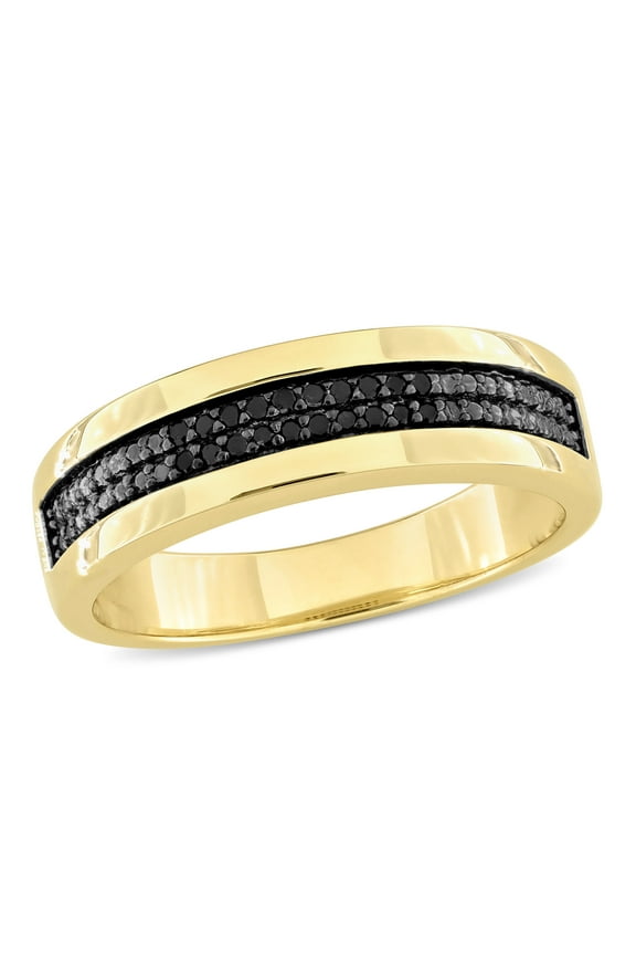 Men's Black Diamond Yellow Gold Plated Wedding Ring