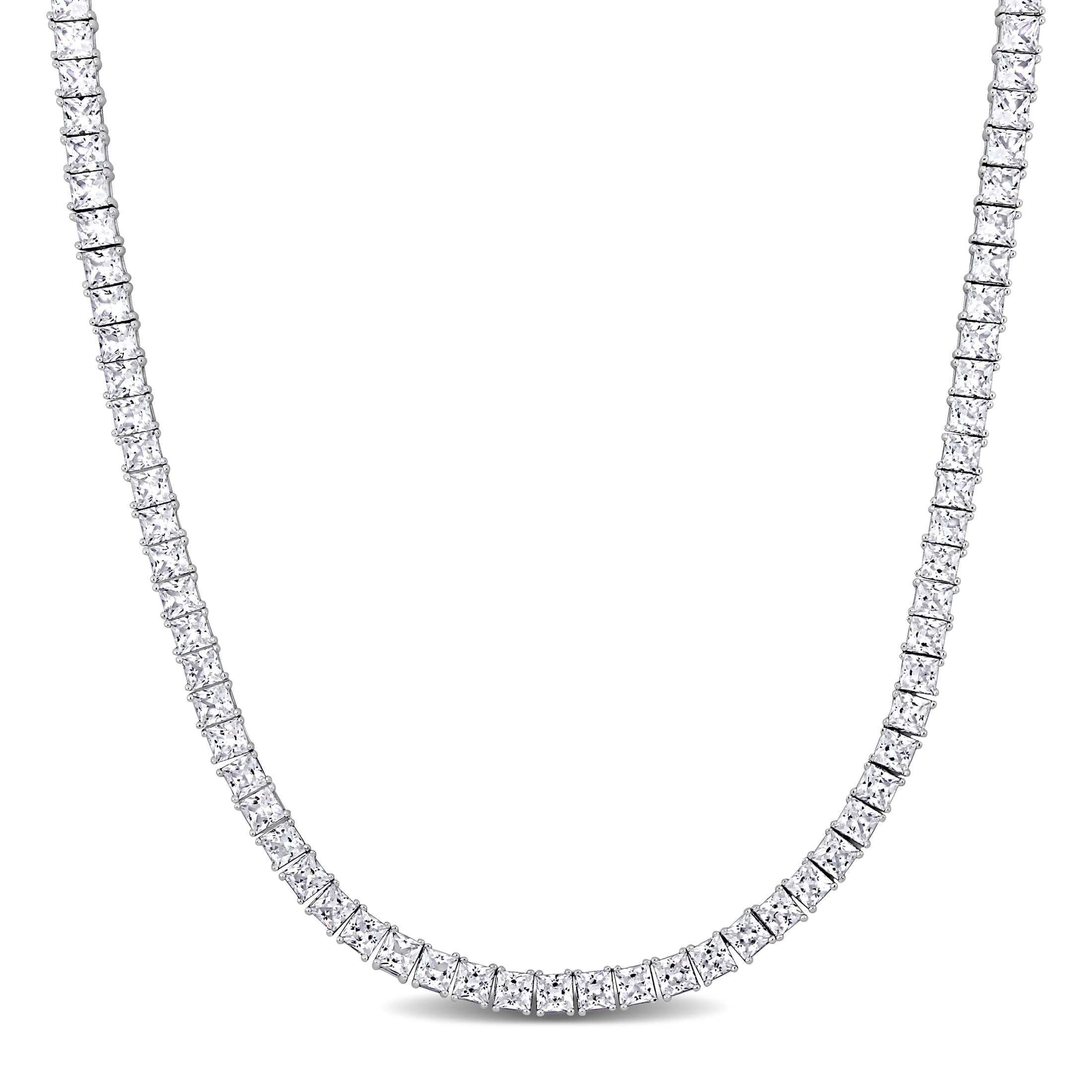 EVERLY Men's Created Sapphire Sterling Silver Tennis Necklace