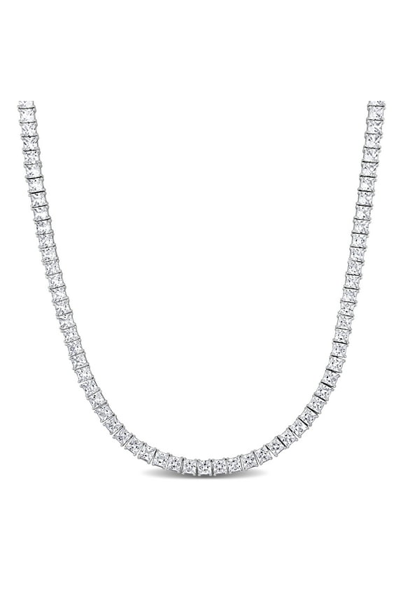 Men's Created Sapphire Sterling Silver Tennis Necklace