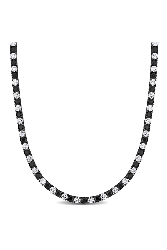 Men's Created Sapphire Sterling Silver Tennis Necklace
