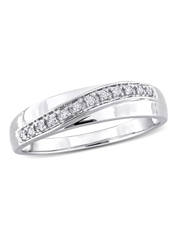 Men's 1/10 Carat T.W. Diamond 10kt White Gold Crossover Wedding Band
