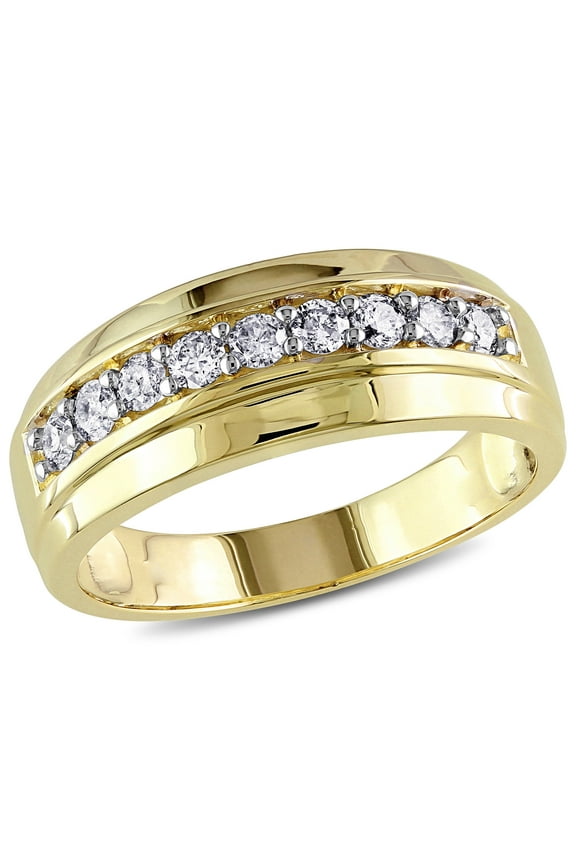 Men's Diamond 10k Yellow Gold Wedding Ring