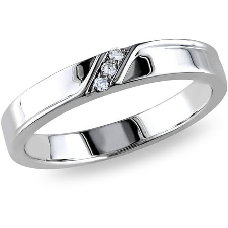 Men's Diamond-Accent Sterling Silver Wedding Band