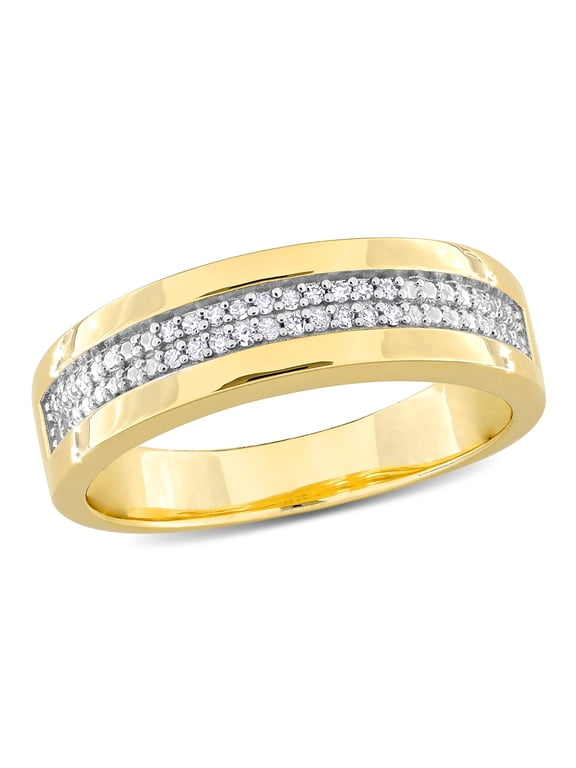 Men's 1/10 CT TW Diamond Yellow Gold Plated Wedding Ring
