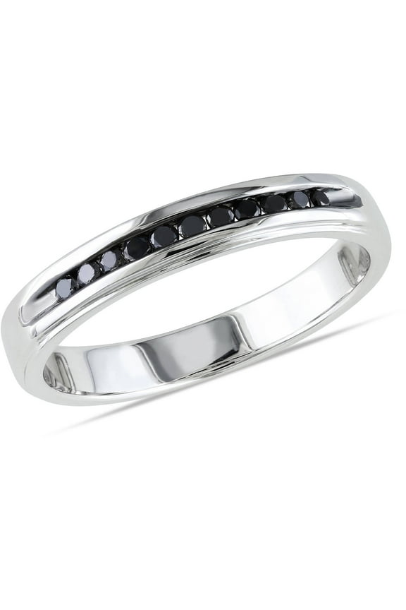 Men's Diamond and Sterling Silver Wedding Ring
