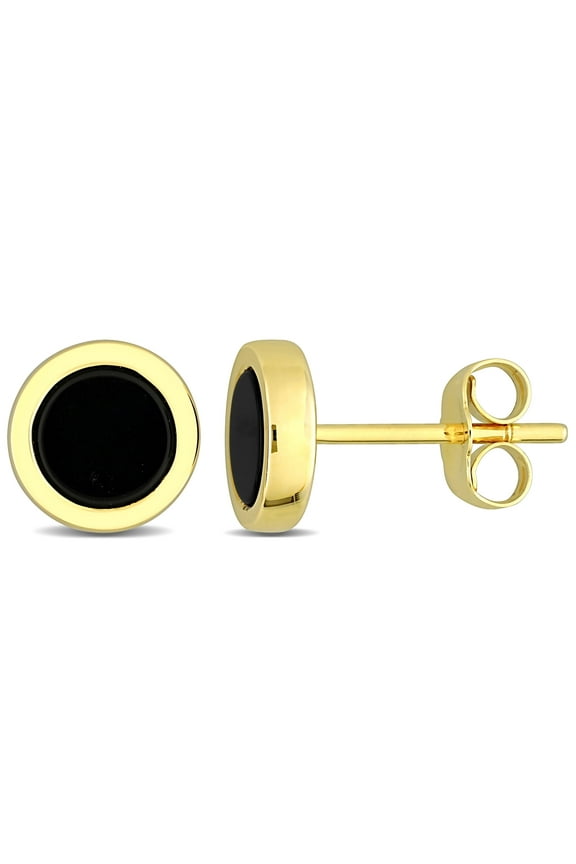 Men's Onyx 14k Yellow Gold Earrings