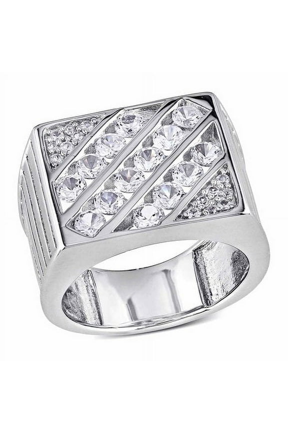 Men's Sapphire and Created Sterling Silver Ring