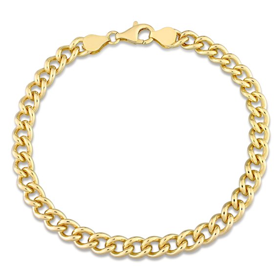 Everly Women's 6.5mm Fancy-Cut Yellow Silver Curb Link Chain Bracelet